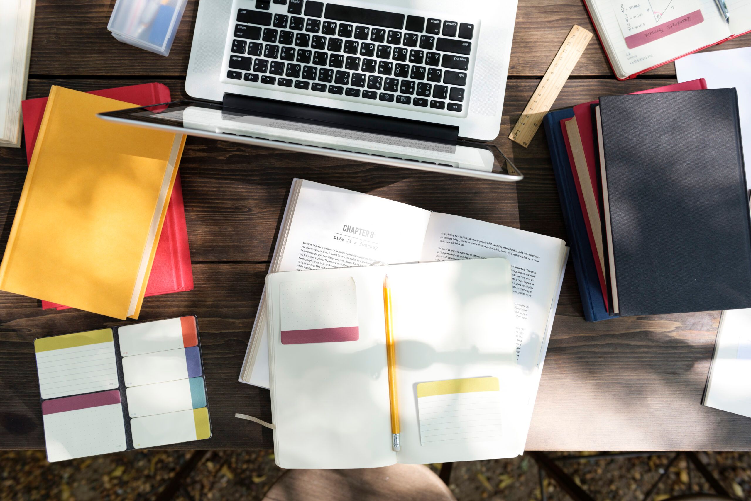 Workspace with study resources